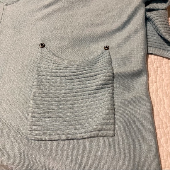 Kerisma Light Blue V-Neck Sweater with Pocket | Size S/M | Elbow-Length Sleeve - Picture 6 of 7